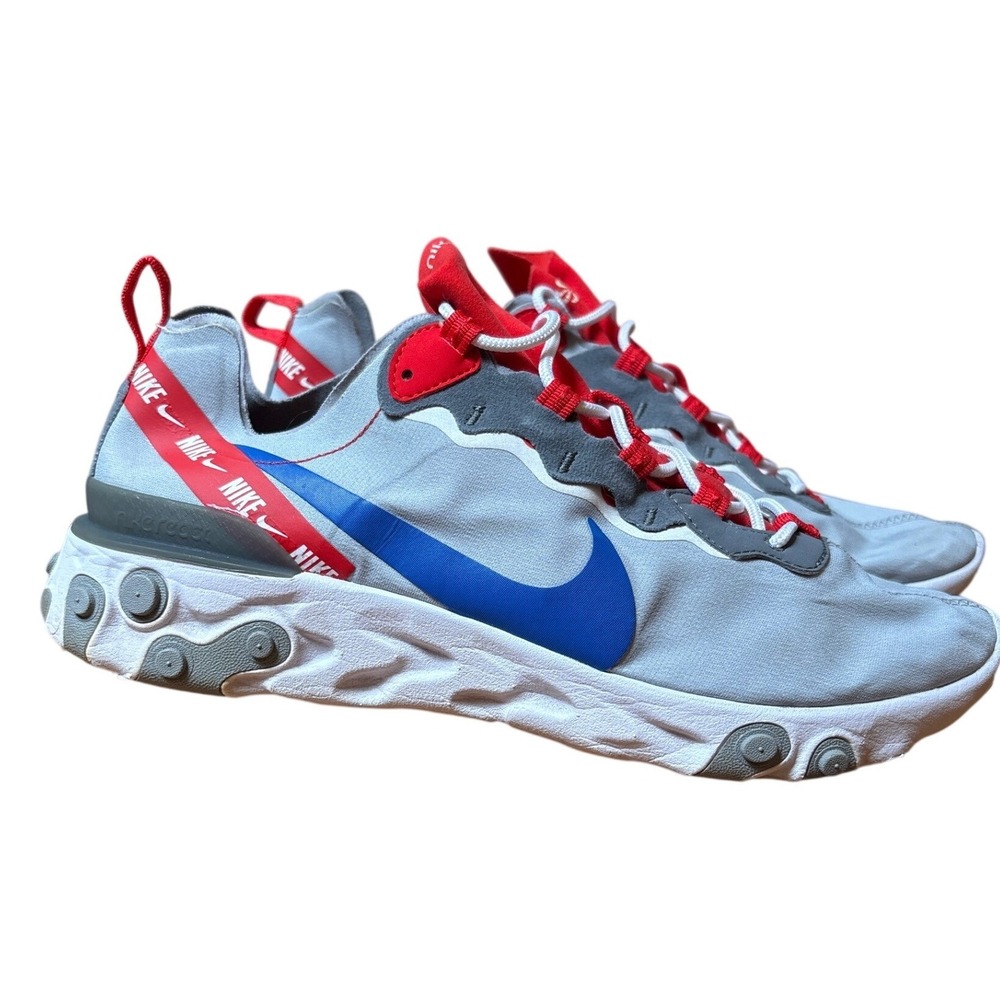 Nike React Element 55 Mens Grey Blue Red Athletic Sneakers SIZE 10.5